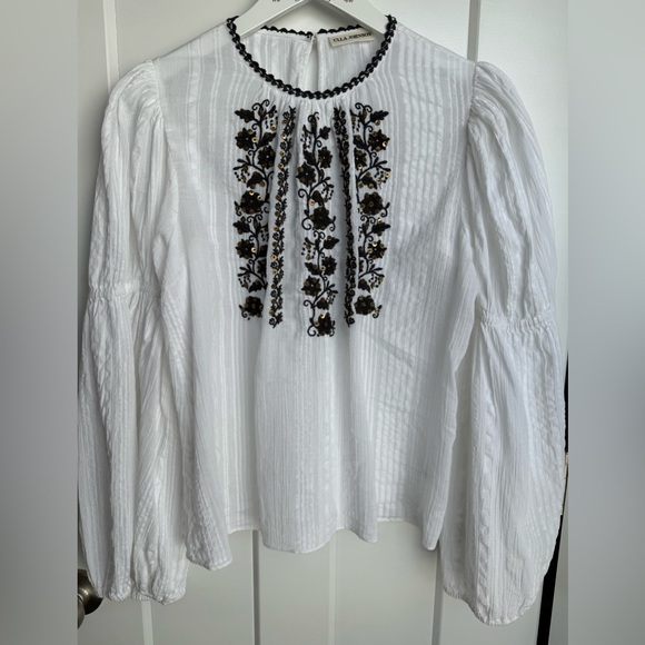 Ulla Johnson size 4 Vida Blouse Embroidered Sequins Bohemian Boho *Flawed* - Picture 1 of 13